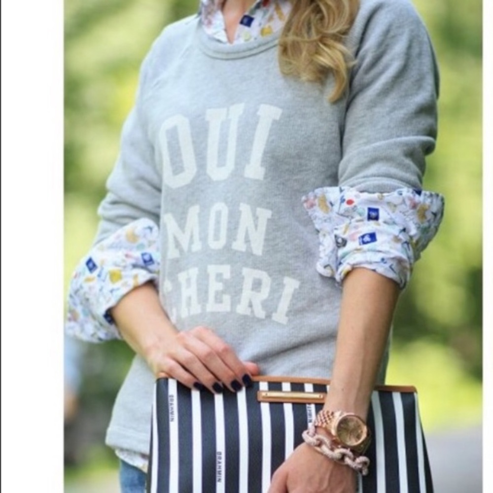 J. Crew Oui Mon Cheri Gray Shirt